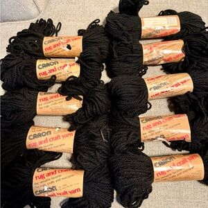 Caron Black Rug and Craft Yarn lot of 10